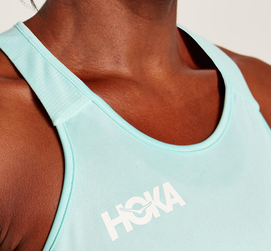 Hoka One One Top Dames - Performance Tank - Blauw - OD2945073